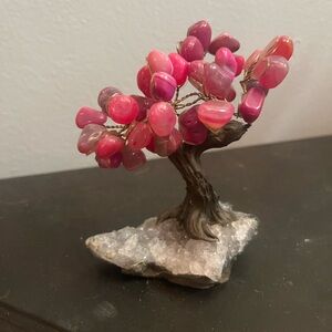 Pink Agate bonsai handmade Crystal Tree